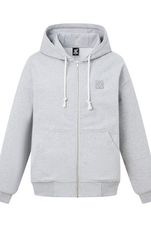 Unisex Oversized Smiley Face Zipper Hoodie Jacket - Trendy Korean Style Streetwear for Casual Looks