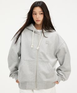 Unisex Oversized Smiley Face Zipper Hoodie Jacket - Trendy Korean Style Streetwear for Casual Looks