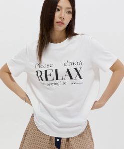 Unisex Relaxed Fit Slogan Short Sleeve T-Shirt with Letter Print, Round Neck Summer Style 2025, Perfect for Casual Outfits