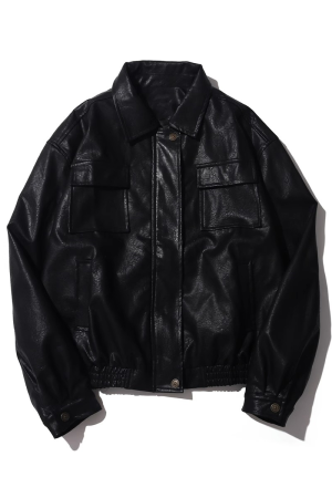 Unisex Retro Brown PU Leather Motorcycle Jacket with Lapel, Multi-Pocket Design, Japanese Style for Spring and Autumn Wear