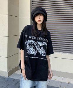 Unisex Retro High Street Heavyweight Cotton T-Shirt - Loose Fit Short Sleeve American Style Top