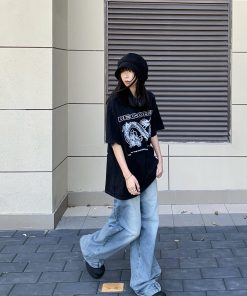 Unisex Retro High Street Heavyweight Cotton T-Shirt - Loose Fit Short Sleeve American Style Top