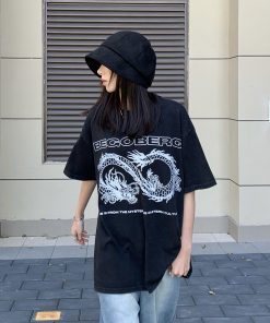 Unisex Retro High Street Heavyweight Cotton T-Shirt - Loose Fit Short Sleeve American Style Top