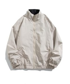 Unisex Retro Japanese Work Jacket - Loose Casual Windbreaker Coat for Spring & Autumn, 90s Inspired