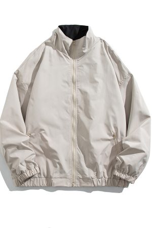 Unisex Retro Japanese Work Jacket - Loose Casual Windbreaker Coat for Spring & Autumn, 90s Inspired