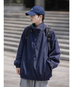 Unisex Retro Japanese Work Jacket - Loose Casual Windbreaker Coat for Spring & Autumn, 90s Inspired