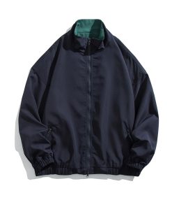 Unisex Retro Japanese Work Jacket - Loose Casual Windbreaker Coat for Spring & Autumn, 90s Inspired