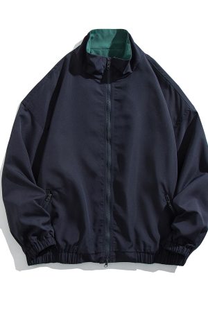 Unisex Retro Japanese Work Jacket - Loose Casual Windbreaker Coat for Spring & Autumn, 90s Inspired