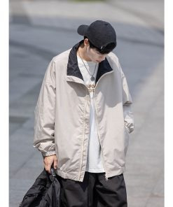 Unisex Retro Japanese Work Jacket - Loose Casual Windbreaker Coat for Spring & Autumn, 90s Inspired