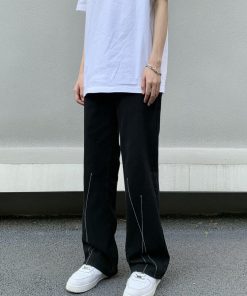 Unisex Retro Legal Alien Design Black Jeans - Casual Clean Fit Long Pants for 90s American Trendy Style