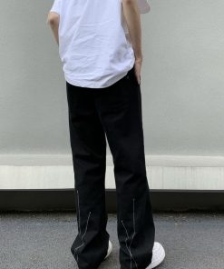 Unisex Retro Legal Alien Design Black Jeans - Casual Clean Fit Long Pants for 90s American Trendy Style