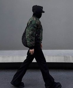 Unisex Retro Reversible Camouflage Cotton Bomber Jacket - Thick Warm Winter Flight Coat for Men and Women