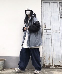 Unisex Retro Spliced Cotton Jacket - Thickened Winter Coat with National Trend Design, Loose Fit, Perfect for Y2K Fashion