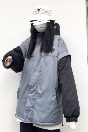 Unisex Retro Spliced Cotton Jacket - Thickened Winter Coat with National Trend Design, Loose Fit, Perfect for Y2K Fashion