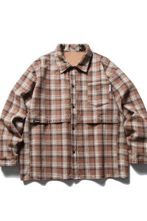 Unisex Retro Thick Plaid Shirt Jacket - Japanese College Style for Men and Women, City Boy Aesthetic, Autumn/Winter Fashion