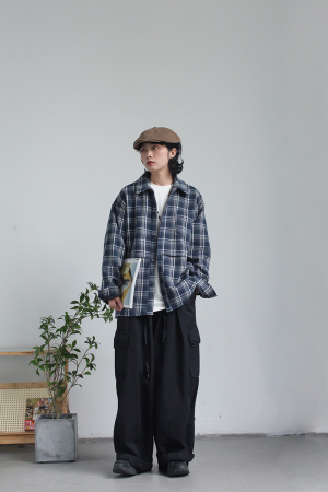 Unisex Retro Thick Plaid Shirt Jacket - Japanese College Style for Men and Women, City Boy Aesthetic, Autumn/Winter Fashion