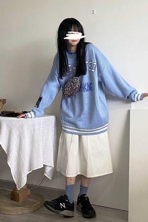 Unisex Striped Knitted Sweater - Loose Fit, Spliced Design, Korean Street Style, Trendy Casual Wear for Autumn Winter