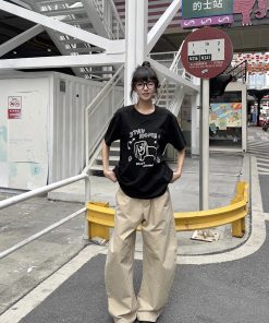 Unisex Summer Fun Printed Short Sleeve T-Shirt - Loose Casual Cotton Top, Retro Round Neck, Trendy 90s Vibe