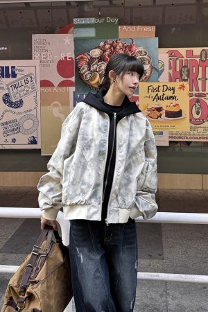 Unisex Tie-Dye Bomber Flight Jacket - Faux Two-Piece Short Coat for Couples - Trendy Spring Autumn Fashion