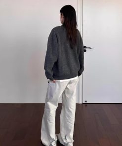 Unisex Vintage Knitted Cardigan Sweater - High-End Loose Fit, Trendy Autumn-Winter Style for Couples, Cozy Fashion Essential