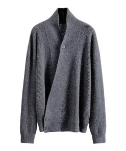 Unisex Vintage Knitted Cardigan Sweater - High-End Loose Fit, Trendy Autumn-Winter Style for Couples, Cozy Fashion Essential