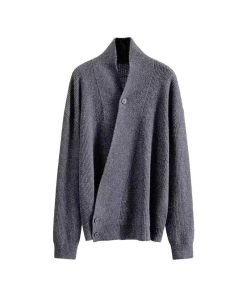 Unisex Vintage Knitted Cardigan Sweater - High-End Loose Fit, Trendy Autumn-Winter Style for Couples, Cozy Fashion Essential