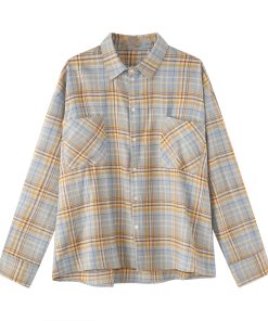 Unisex Vintage Plaid Shirt Jacket - Loose Fit, Long Sleeve Checkered Design, Versatile Lazy Style for Spring and Autumn Fashion