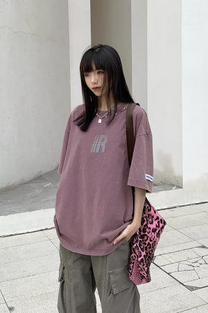 Unisex Vintage Washed American T-Shirt with Letter Print, Short Sleeve High Street Style, Trendy Niche Design for Couples