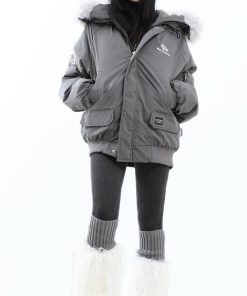 Unisex Vintage Workwear Fur-Lined Hooded Cotton Jacket - Thick Loose Fit Winter Coat for Men & Women, National Trend Style