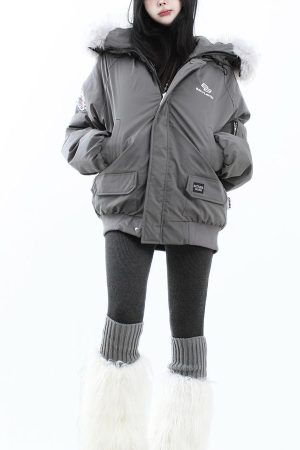 Unisex Vintage Workwear Fur-Lined Hooded Cotton Jacket - Thick Loose Fit Winter Coat for Men & Women, National Trend Style