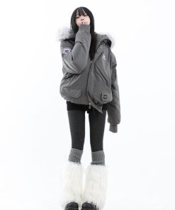 Unisex Vintage Workwear Fur-Lined Hooded Cotton Jacket - Thick Loose Fit Winter Coat for Men & Women, National Trend Style