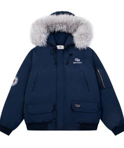 Unisex Vintage Workwear Fur-Lined Hooded Cotton Jacket - Thick Loose Fit Winter Coat for Men & Women, National Trend Style