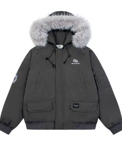 Unisex Vintage Workwear Fur-Lined Hooded Cotton Jacket - Thick Loose Fit Winter Coat for Men & Women, National Trend Style