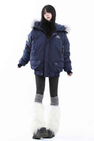 Unisex Vintage Workwear Fur-Lined Hooded Cotton Jacket - Thick Loose Fit Winter Coat for Men & Women, National Trend Style