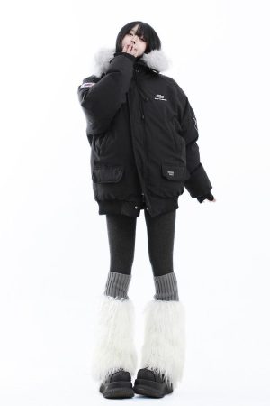 Unisex Vintage Workwear Fur-Lined Hooded Cotton Jacket - Thick Loose Fit Winter Coat for Men & Women, National Trend Style