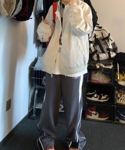 Unisex Zipper Work Jacket - Trendy American High Street Design, Spring Autumn Pilot Style, Couples Baseball Jacket