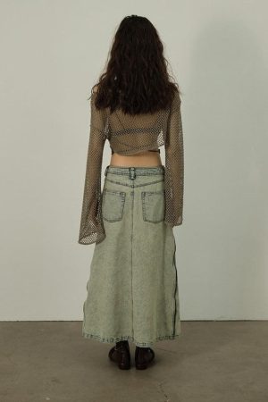 University Outfit Ideas Casual Simple, Basic Korean Outfits Casual - Fishnet Crop Shrug Sweater