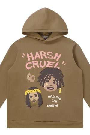 Urban Graffiti Hand-Drawn Braid Pattern Little Black Fleece Hoodie for Street Style Enthusiasts