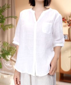 V-Neck Casual Blouse for Women, 2025 Summer Stylish Versatile Shirt, Lightweight Trendy Top, Perfect for Everyday Wear