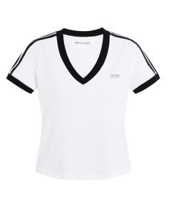 V-Neck Color-Block Striped Short-Sleeve T-Shirt for Men and Women - Summer Casual Slim-Fit Top, 90s Inspired Fashion