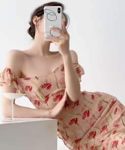 V-neck Floral Dress with Flutter Sleeves - Bodycon Mermaid Style for Summer Vacation - 2025 Trendy Women's Dress