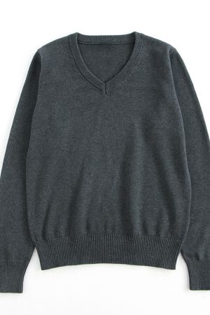 V-Neck Long Sleeve Pudding Bear Pullover Sweater - Women's Loose Fit Early Autumn College Style Versatile Layer