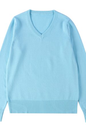 V-Neck Long Sleeve Pudding Bear Pullover Sweater - Women's Loose Fit Early Autumn College Style Versatile Layer