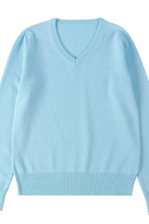 V-Neck Long Sleeve Pudding Bear Pullover Sweater - Women's Loose Fit Early Autumn College Style Versatile Layer
