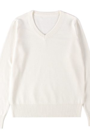 V-Neck Long Sleeve Pudding Bear Pullover Sweater - Women's Loose Fit Early Autumn College Style Versatile Layer