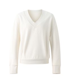 V-Neck Loose Long Sleeve Sweatshirt and Skirt Set - Casual Women's Pullover and Skirt Outfit for Relaxed Style