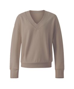 V-Neck Loose Long Sleeve Sweatshirt and Skirt Set - Casual Women's Pullover and Skirt Outfit for Relaxed Style