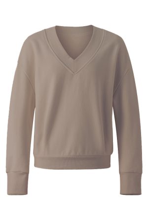 V-Neck Loose Long Sleeve Sweatshirt and Skirt Set - Casual Women's Pullover and Skirt Outfit for Relaxed Style