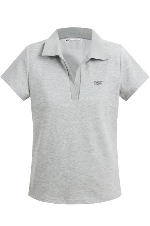 V-neck Short Sleeve Slim Fit Logo Print T-shirt for Women - Comfortable Summer Polo Top, Casual Daily Wear