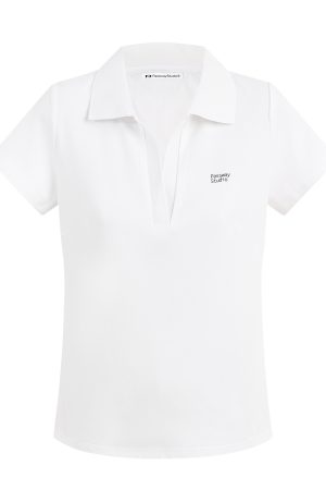 V-neck Short Sleeve Slim Fit Logo Print T-shirt for Women - Comfortable Summer Polo Top, Casual Daily Wear